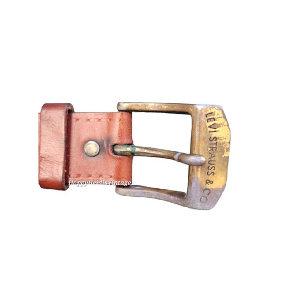 Vintage Levi Strauss & Co. Belt Buckle and Altered Leather Cutout‎ Belt